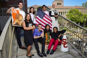 Among the graduates honored at the 2015 Student Recognition Ceremony were (Clockwise from Top Left): Jason Finkelstein, Stefani Feldman, Oscar De Los Santos, Engie Salama, James White, Linda Wang, Luke Bouma, and Roxana Ontiveros (USC Photo/Gus Ruelas)