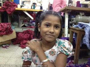 Heart breaking: Nine-year-old factory worker Meem was in charge of training undercover reporter Raveena Aulakh